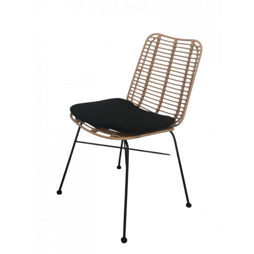 représentation Chaise en rotin Palm + coussin noir