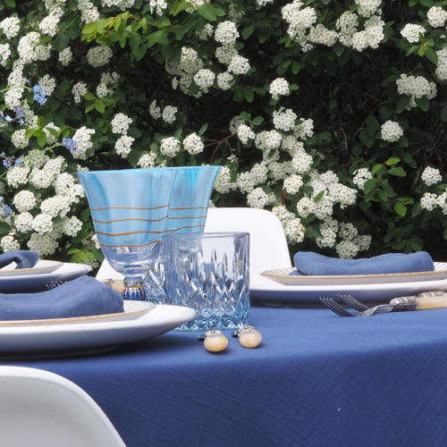 Nappe en gaz de coton bleu marine 310x280
