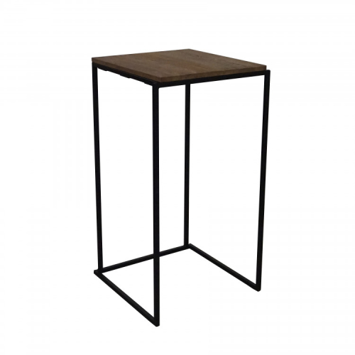 Table haute noire 60x60cm plateau bois